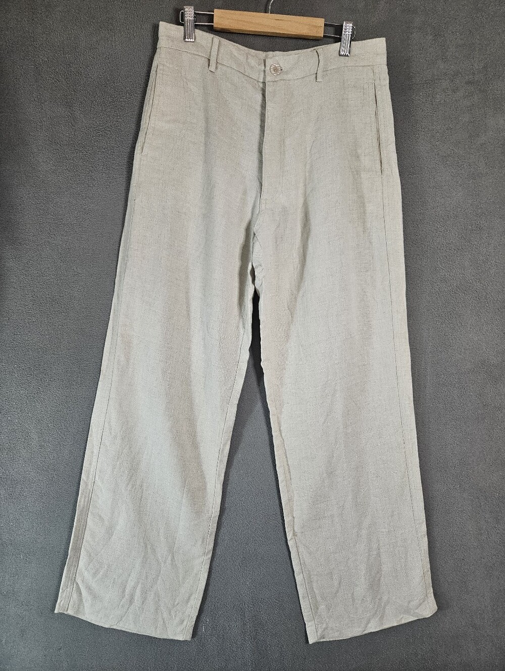 Island Womens 30 Trousers 100% Linen Beige Pants Coastal Vacation